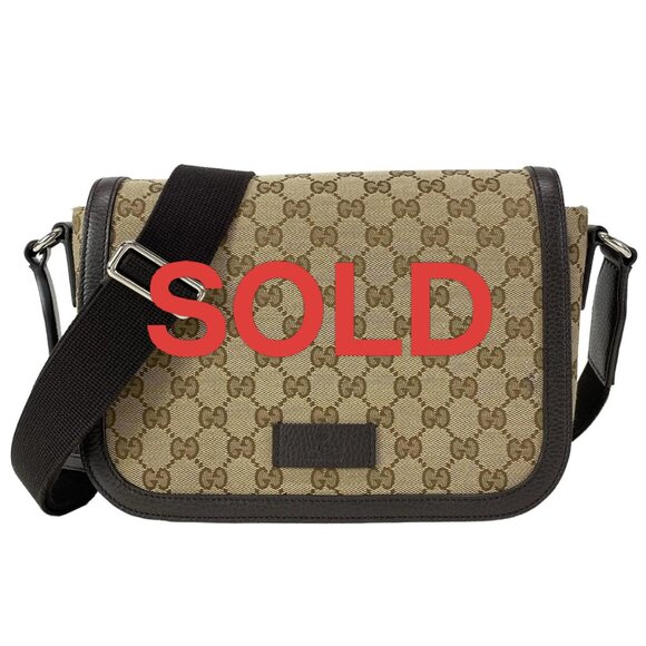 GUCCI GG Beige Dark Brown Jacquard Leather - Shoulder Bag 815-061525 - Picture 1 of 14